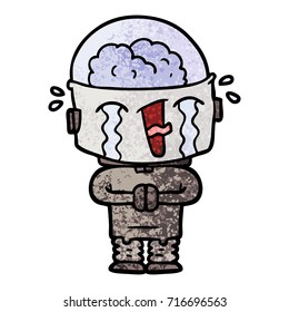 cartoon crying robot
