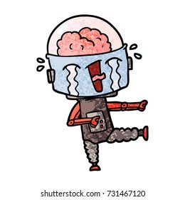 cartoon crying robot pointing