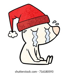 caricatura llorando oso polar sentado