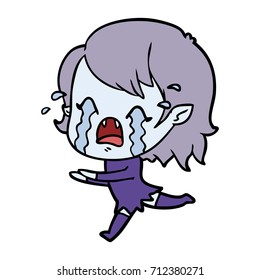 caricatura de una chica vampiresa que llora