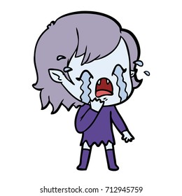 caricatura de una chica vampiresa que llora