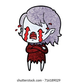 caricatura de una chica vampiresa que llora