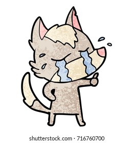 caricatura de lobo llorando