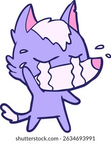 cartoon crying wolf in bright neon colors