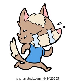 cartoon crying wolf running away