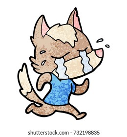 cartoon crying wolf running away