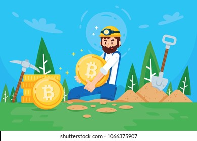 Cartoon cryptocurrency illustration. 
100% vector layered.