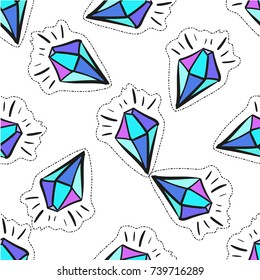 Cartoon Crystal vector pop art fashion badge sticker seamless background