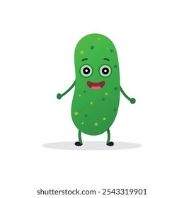 Personagem de picles de pepino de desenhos animados isolado ilustração vetor plana sobre fundo branco