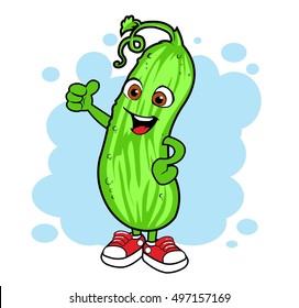 Cartoon Cucumber. Vector Mascot.