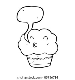 cartoon cup cake character whistling