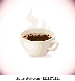Cartoon cup of coffee. Isolated vector illustration. Can be use for menus, designs, fabrics, posters