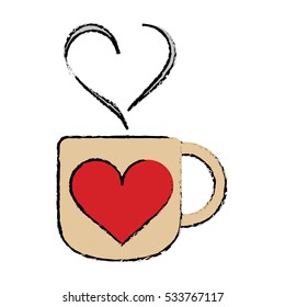 cartoon cup coffee love heart hot