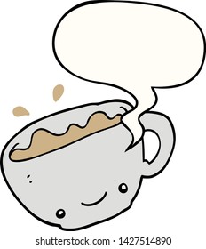 cartoon cup of coffee with speech bubble