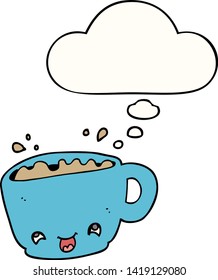 cartoon cup of coffee with thought bubble