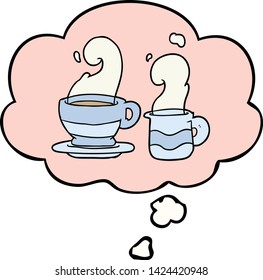 cartoon cup of coffee with thought bubble