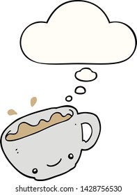 cartoon cup of coffee with thought bubble