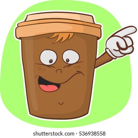 Cartoon Cup of coffee.Vector illustration with the image of emotions on the coffee Cup   