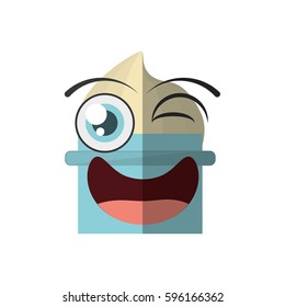 cartoon cup ice cream party wink vector illustration eps 10