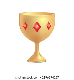 Cartoon Cup For King Or Queen, Royal  Monarch Grail Goblet. Treasure, Game Assets, Gold, Monarchy Medieval Emperor Symbol, Vector