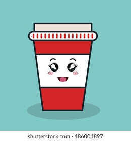 cartoon cup plastic facial expression isolated icon design