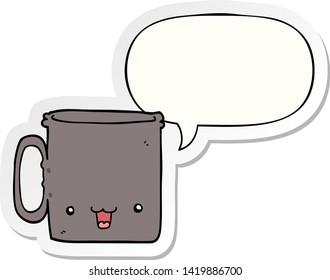 cartoon cup with speech bubble sticker