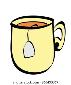 cartoon cup of tea icon, vector illustration