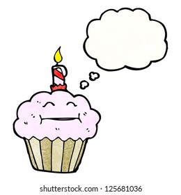 cartoon cupcake with candle