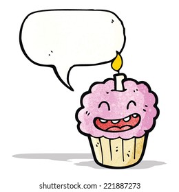 cartoon cupcake; with candle
