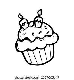 cartoon of cupcake for coloring page