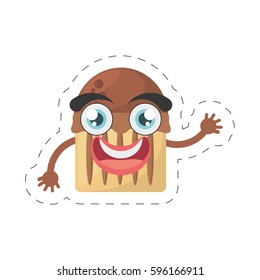 cartoon cupcake dessert birthday cut line vector illustration eps 10