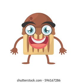 cartoon cupcake dessert birthday vector illustration eps 10