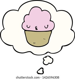 Cartoon-Cupcake mit Gesichtsblase