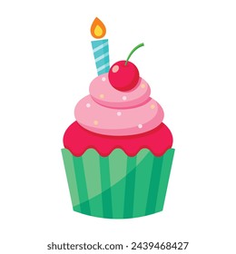 cartoon cupcake icon. vector illustration.