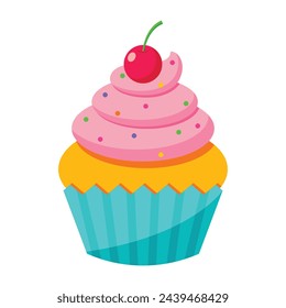 cartoon cupcake icon. vector illustration.