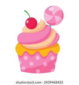 cartoon cupcake icon. vector illustration.