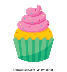 cartoon cupcake icon. vector illustration.