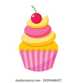 cartoon cupcake icon. vector illustration.