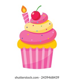 cartoon cupcake icon. vector illustration.