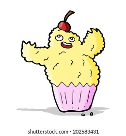 monstruo del cupcake de dibujos animados
