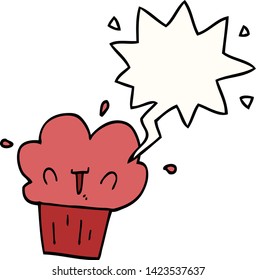 cartoon cupcake with speech bubble
