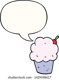 cartoon cupcake with speech bubble