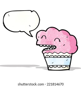 cartoon cupcake with speech bubble