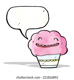 cartoon cupcake with speech bubble