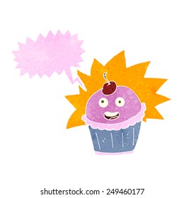 cartoon cupcake with speech bubble