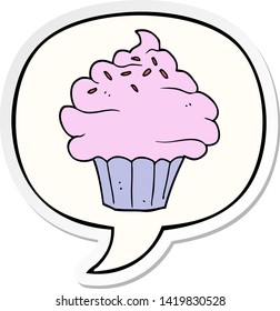 cartoon cupcake with speech bubble sticker