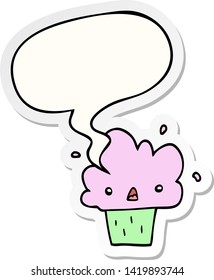 Cartoon-Cupcakes mit Redeblase-Aufkleber