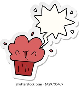 cartoon cupcake with speech bubble sticker