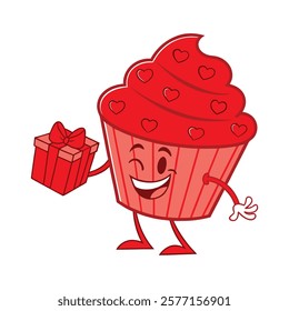 cartoon cupcake with sprinkles vector.