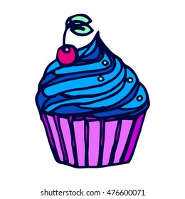 Cartoon cupcake. Sweet cupcake. 
